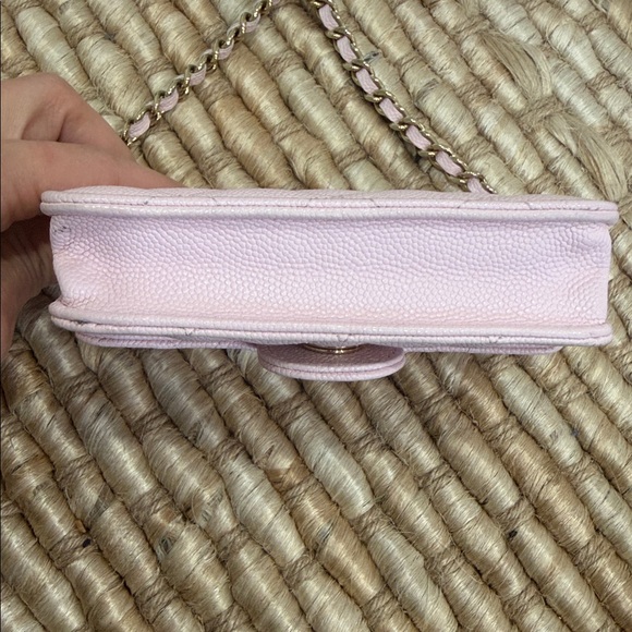 CHANEL Light Pink Quilted Mini Bag with Gold Chain - Picture 6 of 17